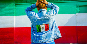 Mexituras Jacket with a Mexican Flag sequins and with dog